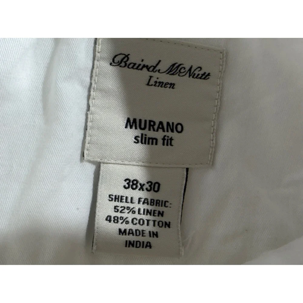Murano Baird McNutt Linen Blend Slim Fit Pants 38x30 (fits 37x30) White READ